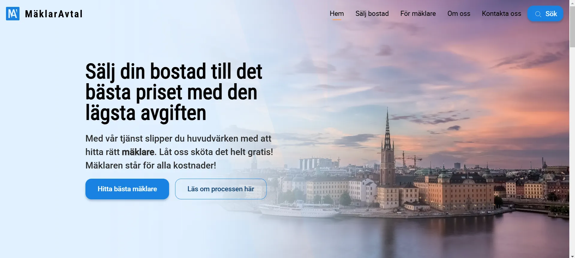 MäklarAvtal webbplats skärmbild